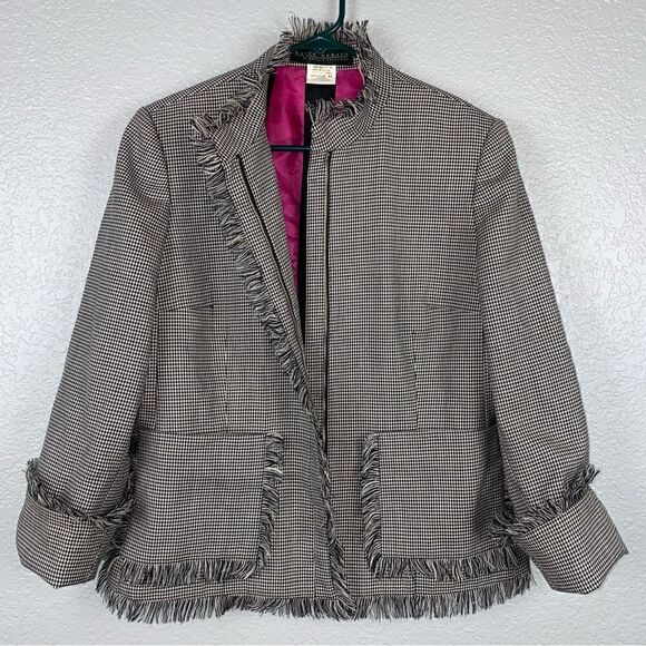 Harve Benard Vintage Houndstooth Women's 100% Wool Zipper Jacket | Size 10 - Picture 4 of 12